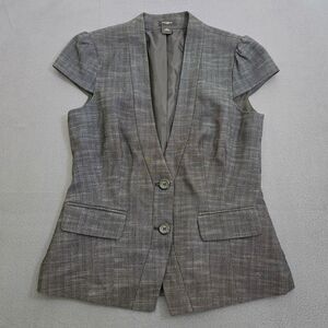 Ann Taylor Women 8 Black 2 Button Short Sleeve Blazer Vest